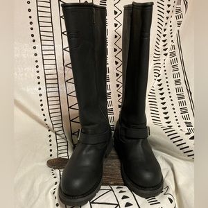 Like New, 🏍 RIDETECS RIDE TECS 16” OIL TANNED LEATHER MOTORCYCLE BOOTS, Sz 10.5